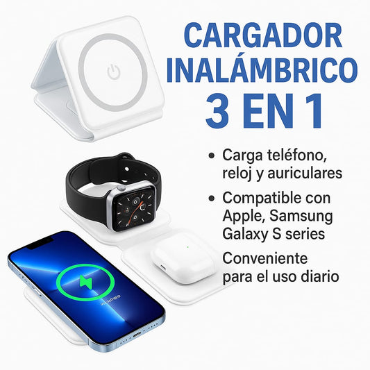 CARGADOR 3 EN 1 PARA DISPOSITIVOS APPLE Y SAMSUMG GALAXY SERIE S - DELIVERY GRATIS